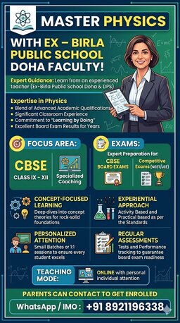 MASTER PHYSICS  WITH  EX–BIRLA PUBLIC SCHOOL DOHA Faculty :+91 8921196338 photo 1