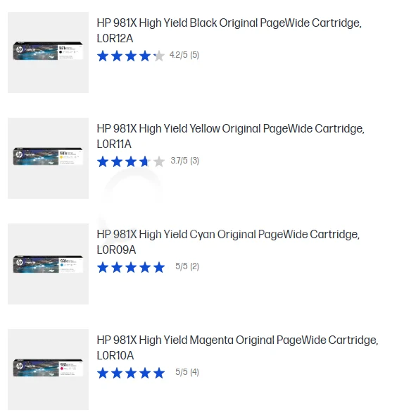 HP 981X HIGH YEILD INK CARTRIDGES - FREE DELIVERY