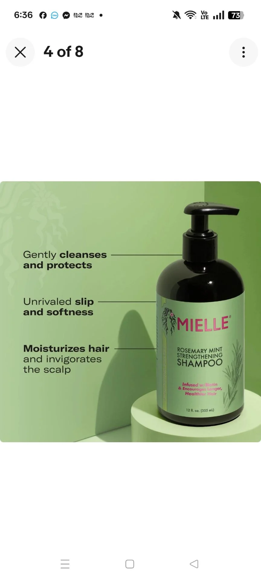 Rosemary Mint Hair Strengthening Shampoo photo 3