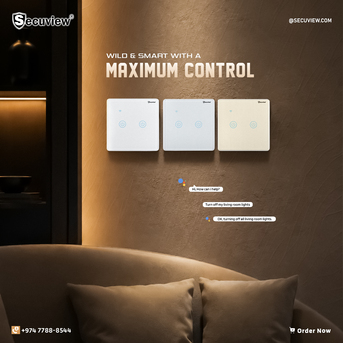 QAR 140,  Secuview Two Gang Brushed Panel Smart Switch With Plastic Border photo 1