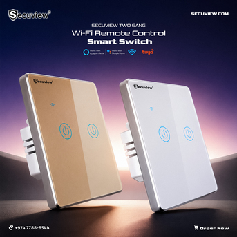 QAR 125,  Secuview Two Gang Wi-Fi Remote Control Smart Switch With Metal Border photo 1