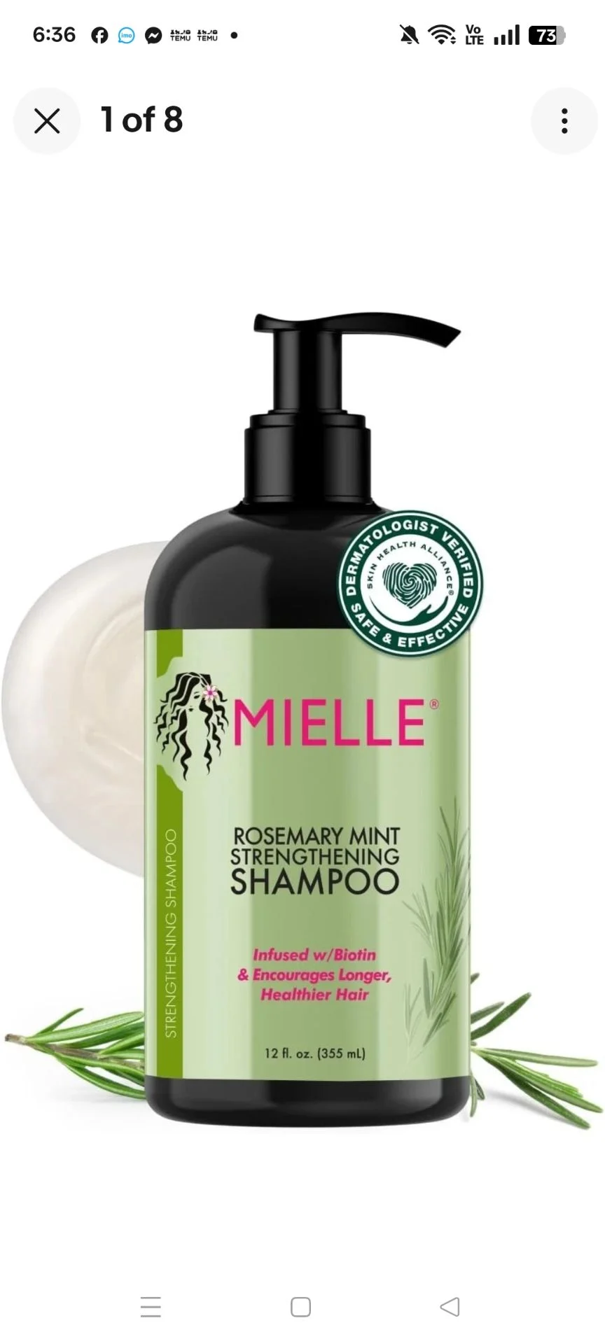 Rosemary Mint Hair Strengthening Shampoo photo 1