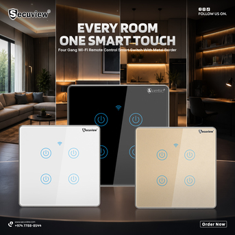 QAR 165,  Secuview Four Gang Wi-Fi Remote Control Smart Switch With Metal Border