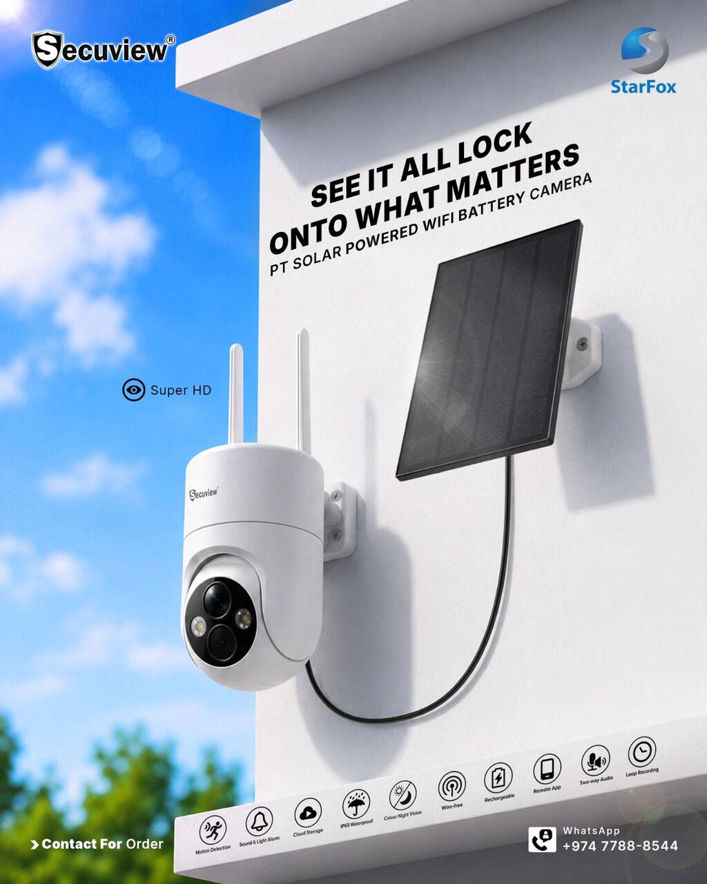 QAR 1,  Secuview PT Solar Powered WiFi Camera