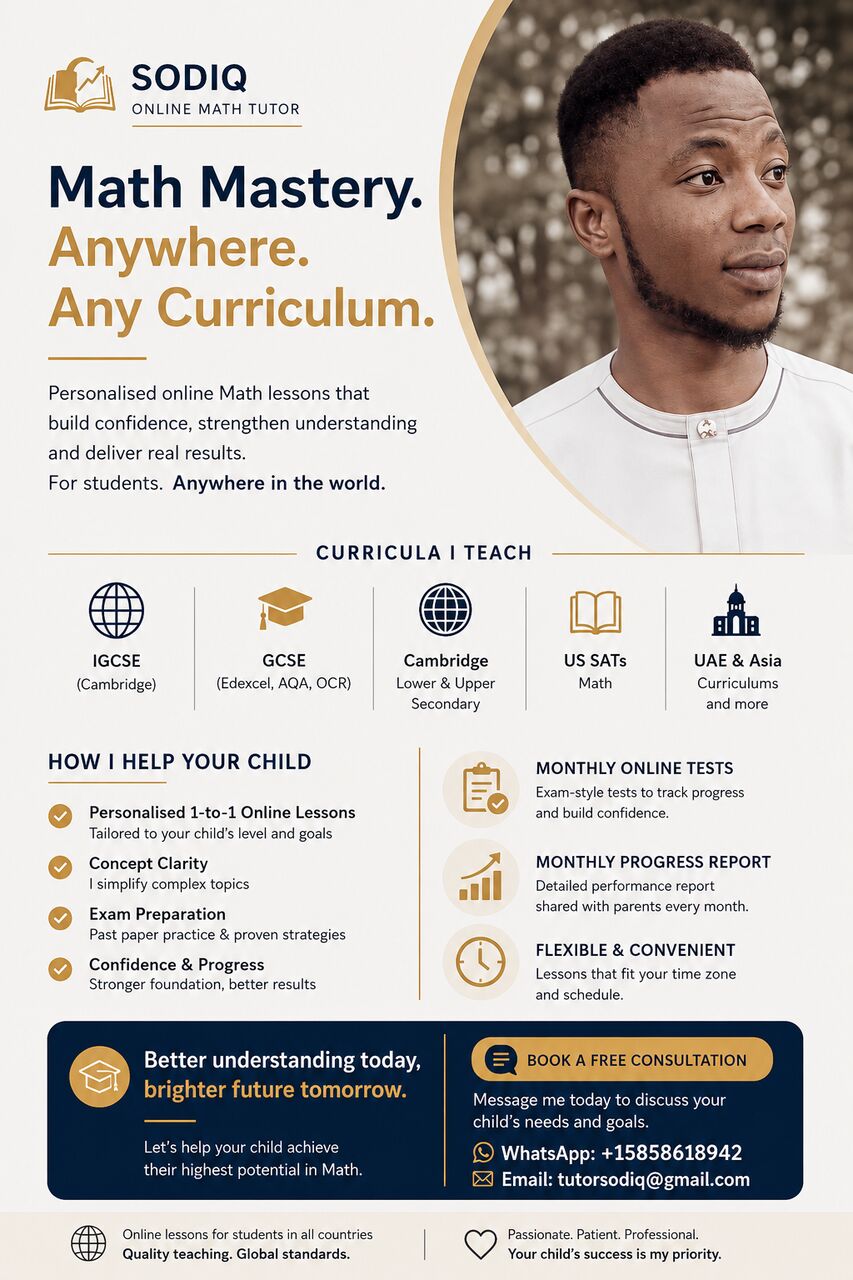 Online Math Tutor For GCSE, IGCSE, SAT & Gulf Curricula | Free Consultation
