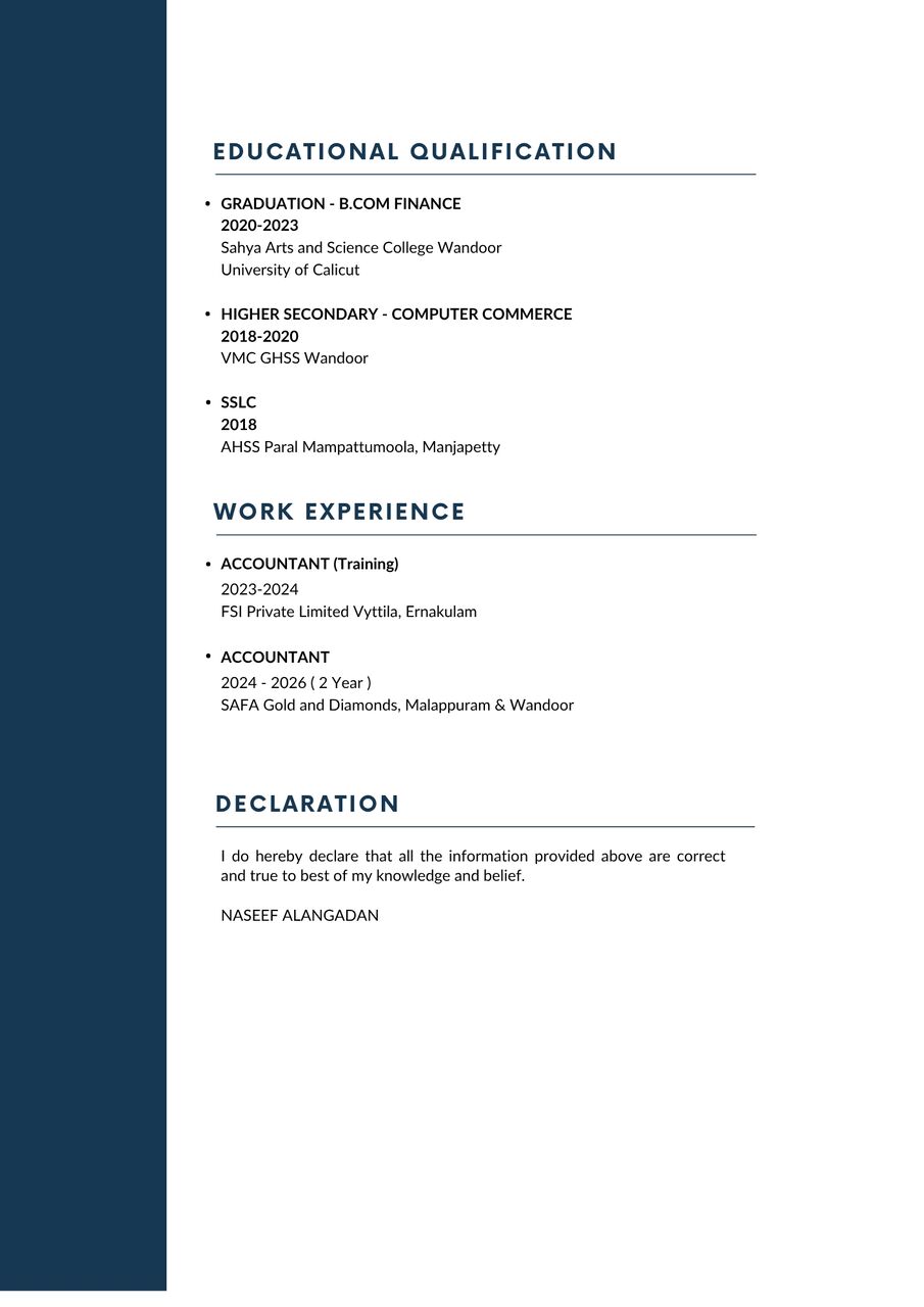 2 Years Experienced Accountant Looking For Fresher Job photo 2
