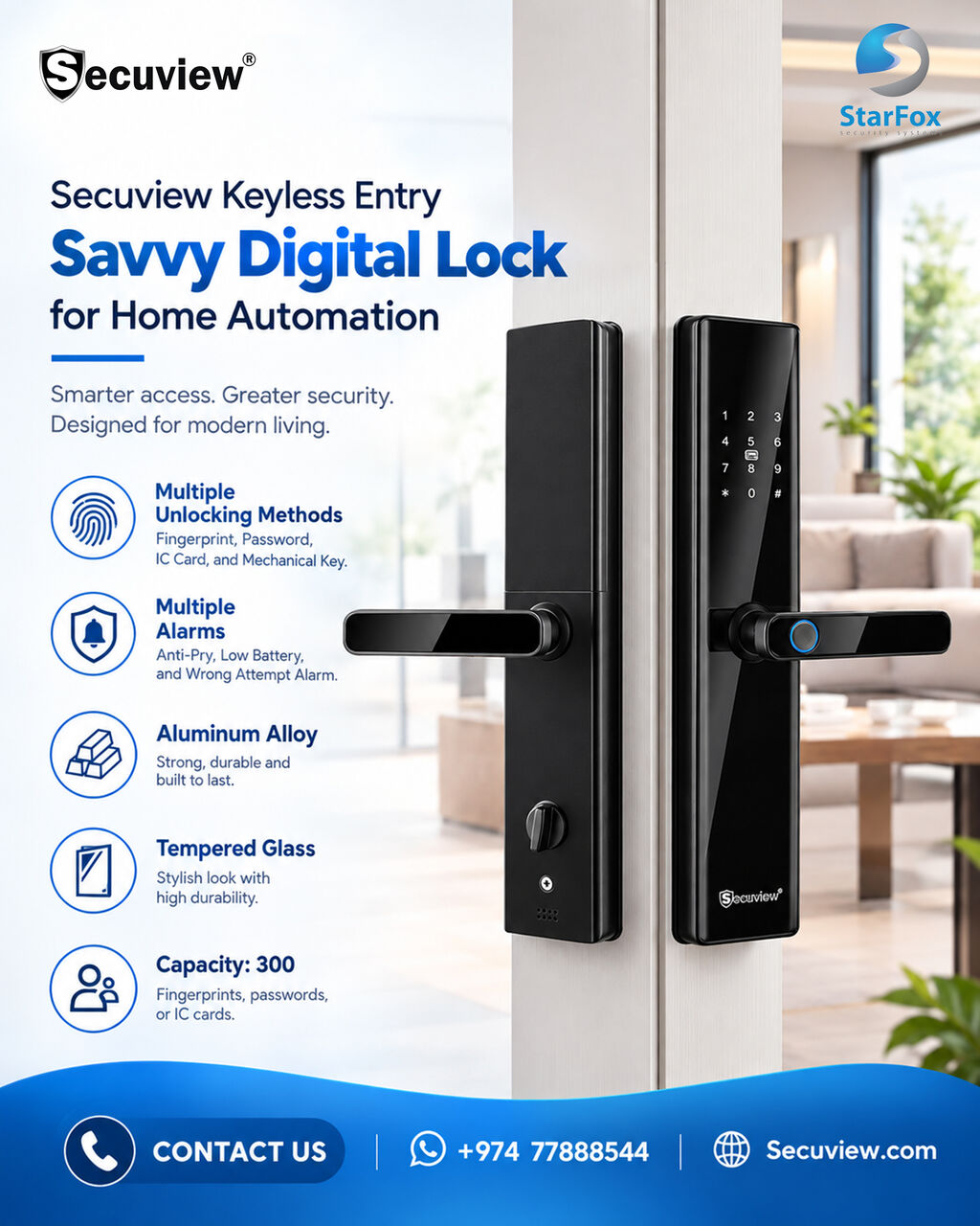 QAR 750,  Secuview Keyless Entry Savvy Digital Lock For Home Automation photo 1
