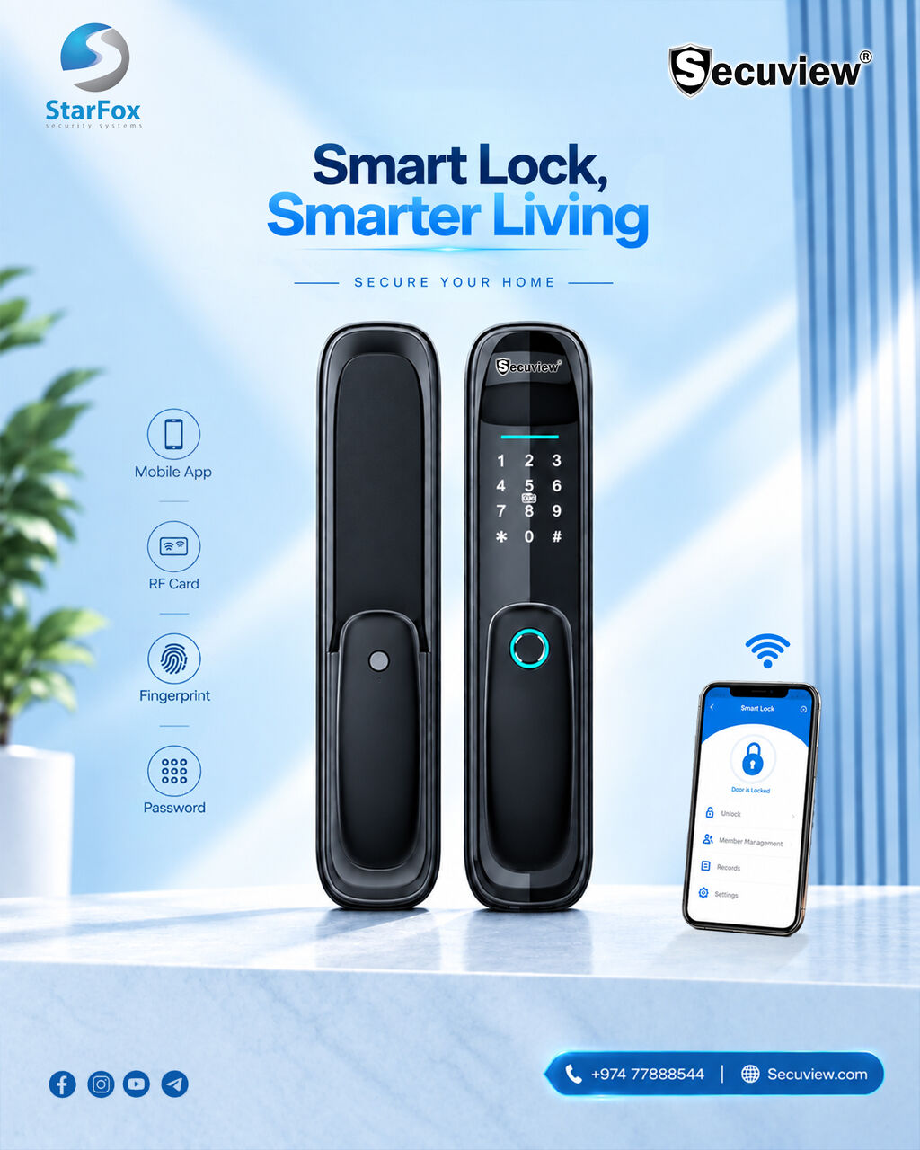 QAR 650,  Secuview Mobile Control Fingerprint Smart Lock photo 1
