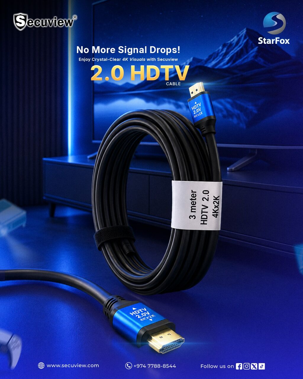 QAR 19,  Secuview 2.0 HDTV Cable Durable 3M High-Speed Connectivity. photo 1