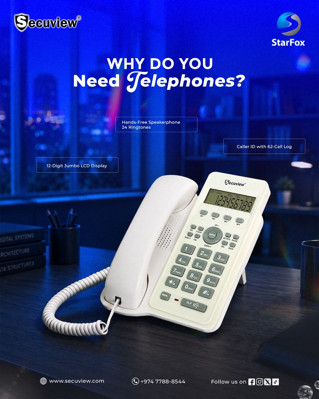 QAR 110,  Secuview Telephone With Speakerphone, Caller ID & Jumbo LCD Display photo 1