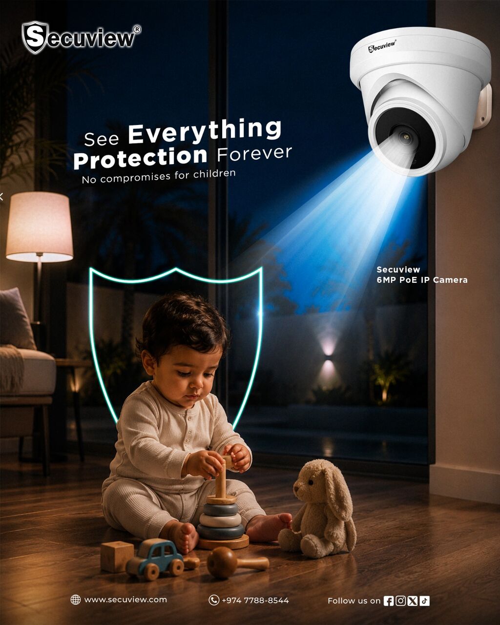 QAR 221,  Secuview 6MP PoE IP Camera | Auto Tracking & ONVIF.