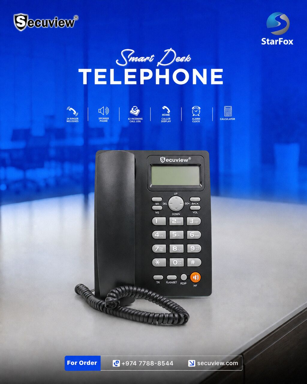 QAR 85,  Secuview Caller ID Telephone PH208 |Clear Voice & Ideal For Home & Office. photo 1