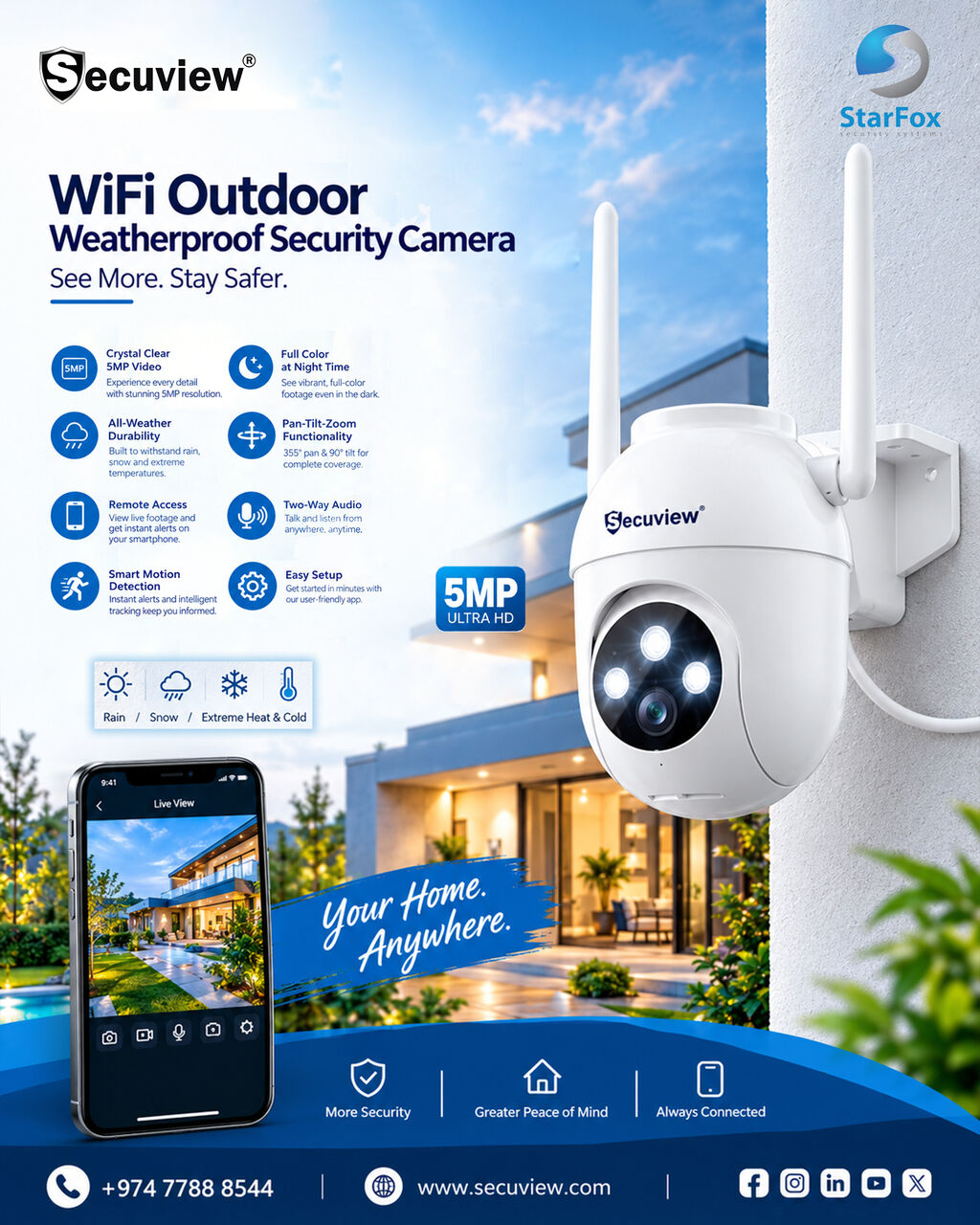 QAR 250,  Secuview WiFi Outdoor Weatherproof Security Camera photo 1