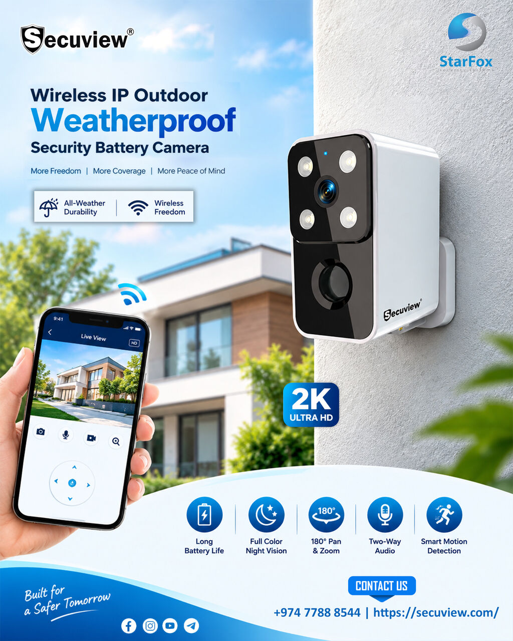 QAR 270,  Secuview Wireless IP Outdoor Weatherproof Security Battery Camera